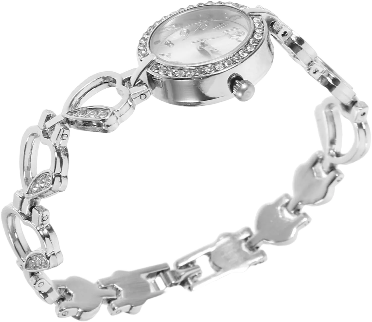TENDYCOCO Silver Watch for Women Ladies Watches Women Watches Stainless Steel Watch Silver Watches Women Bracelets for Women Digital Watch Rhinestone Watch Small Miss Wrist Chain