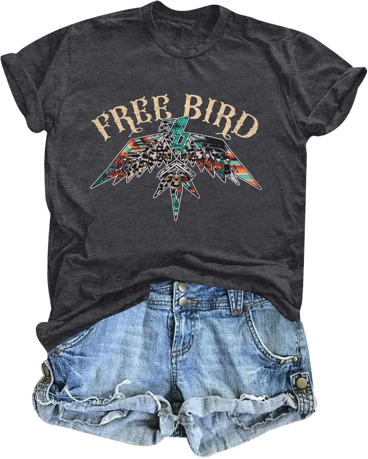 Vintage Rock Band T-Shirts Women: Retro Eagle Graphic Shirts Rock Concert Tee Music Lover Casual Short Sleeve Tops Large Dark Gray1