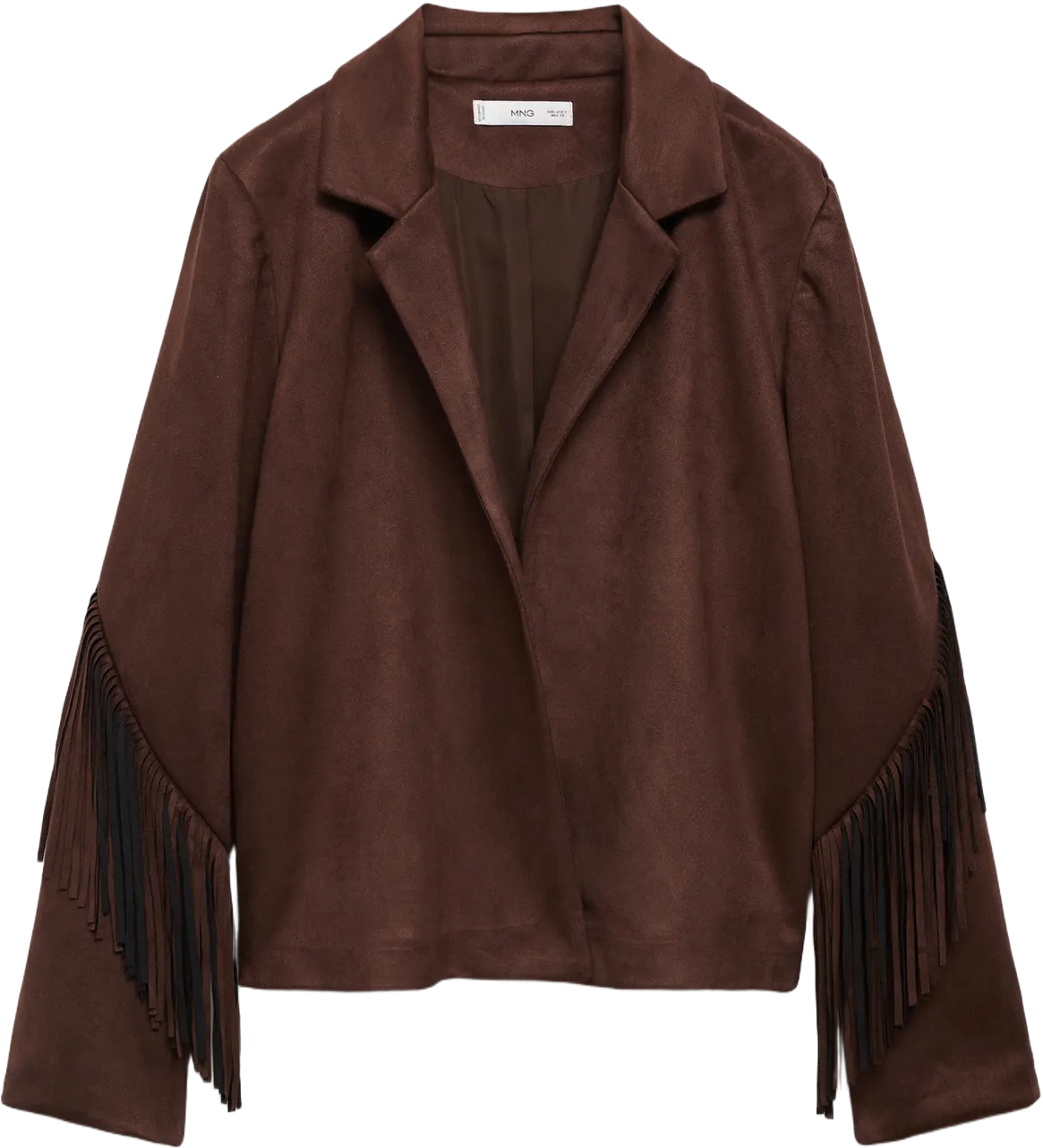 Suede-effect fringed jacket