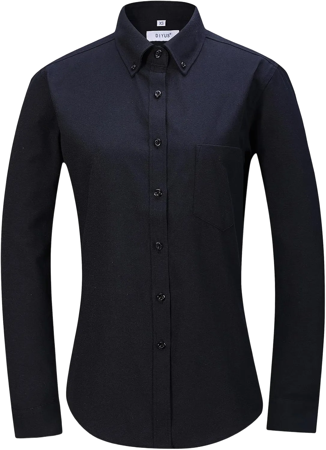 Button Up Shirt Women Long Sleeve Oxford Shirt Classic-Fit Cotton Work Blouse Wrinkle Resistant XX-Large Black