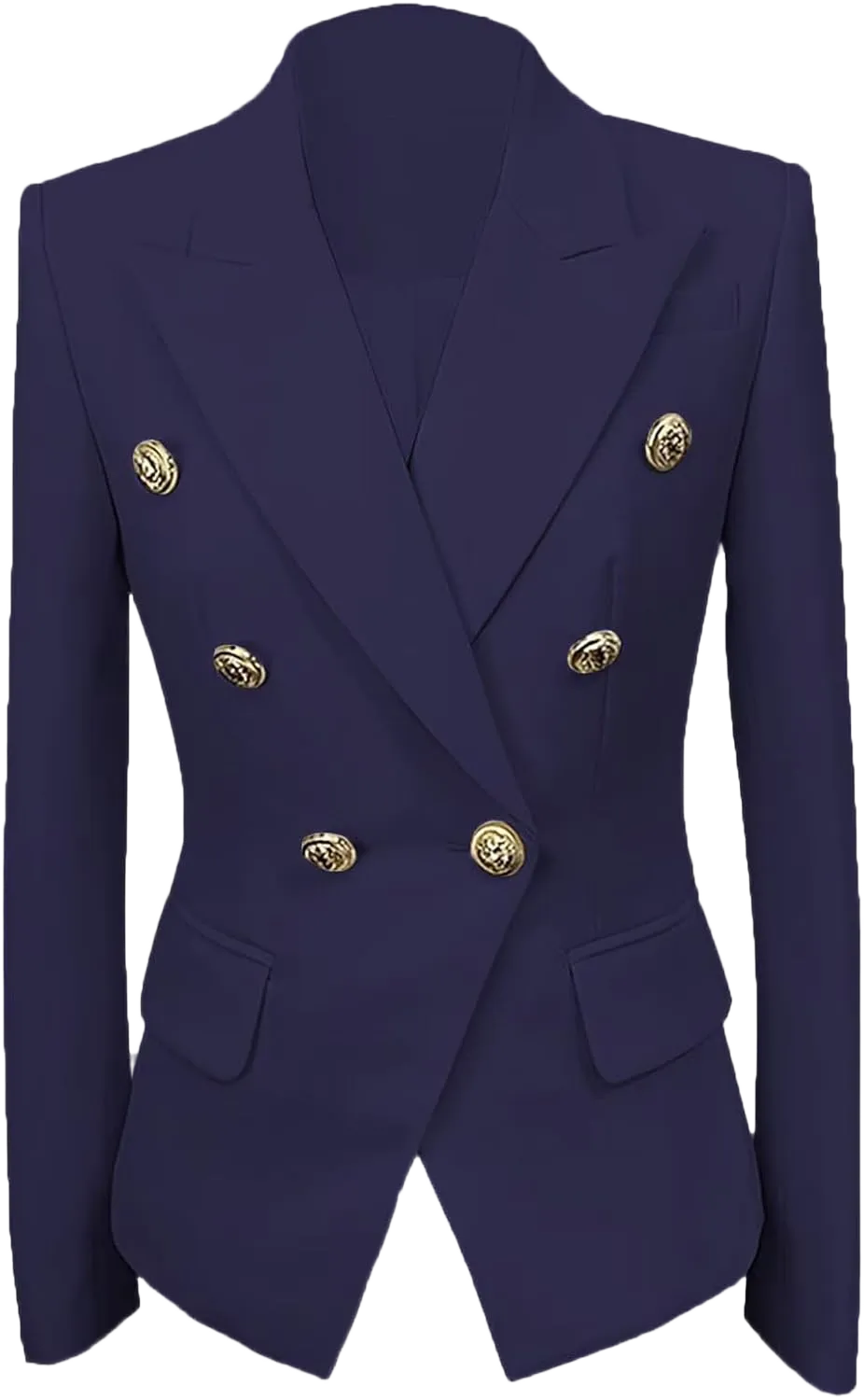 Womens Casual Blazers Long Sleeve Lapel Button Suit Jackets Slim Fit Work Office Blazer Jacket for Women 2 Navy Blue