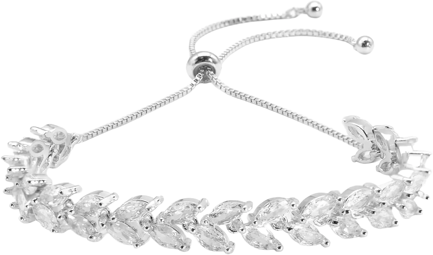 Tennis Bracelet for Women Wedding Bracelets for Brides Adjustable Slider Cubic Zirconia Bracelet Fashion Jewelry Gifts for Female | Silver/Yellow Gold/Rose Gold Plated