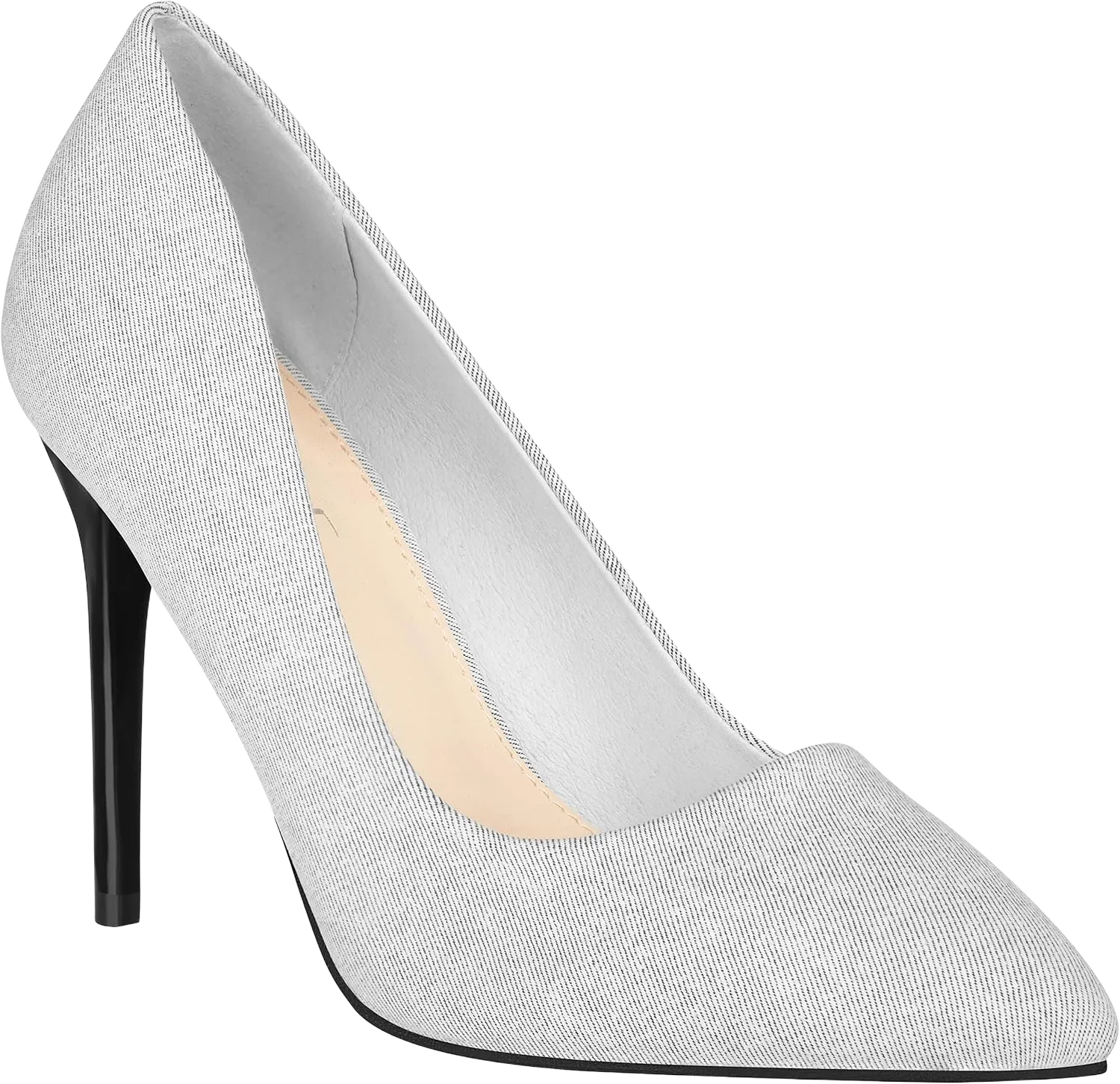 ILLUDE Women's High Heel Pumps Stiletto Heels Pointed Toe Pumps Shoes - Nancy 9 White Distressed Denim
