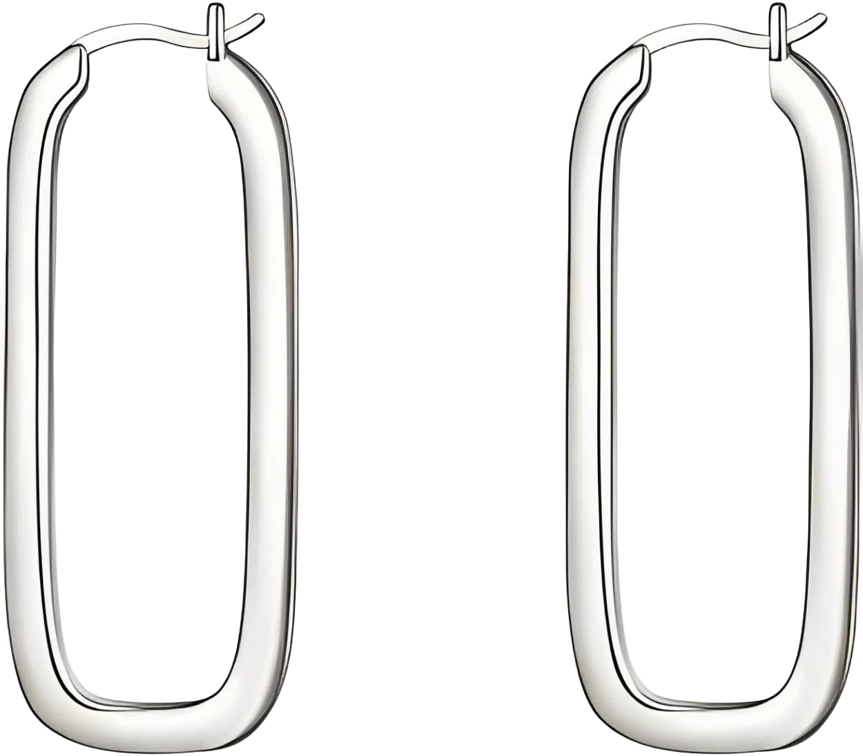 Trendy 18K Gold And silver Plated Square Chunky Huggie Hoop Earrings Geometric Rectangle Hypoallergenic Cartilage Gold Hoop Earrings for Women (Gold/Silver/Rose Gold) (Silver)