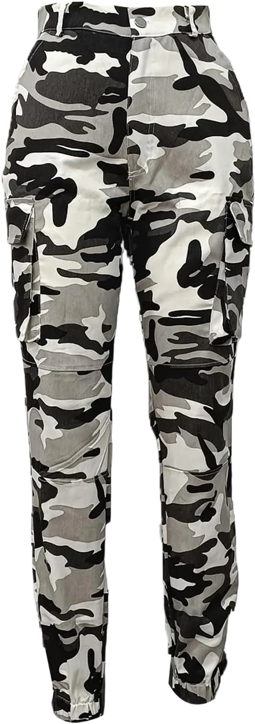 NRTHYE Women Camo Cargo Pants Camouflage Sweatpants Joggers Casual Army Fatigue Pants Small 02black