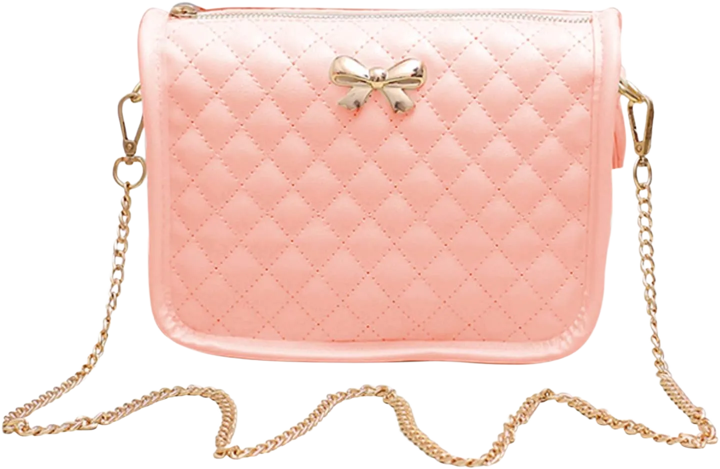 Hanbella Crossbody Purse for Women - Cute Quilted Leather Shoulder Bag with Gold Chain Strap for Teen Girls - Womens Clutch 3-1 Quilted Light Pink