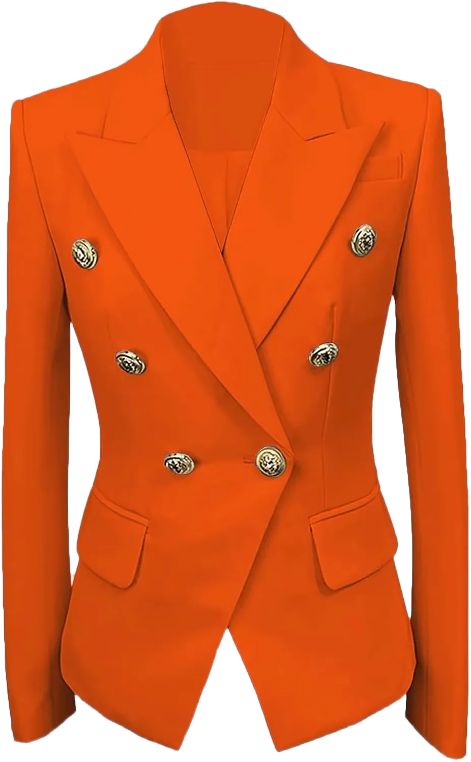 Womens Casual Blazers Long Sleeve Lapel Button Suit Jackets Slim Fit Work Office Blazer Jacket for Women 8 Orange