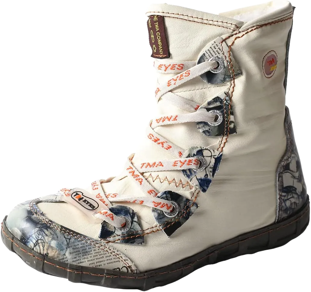 TMA EYES Women's Camo PU Leather Fashion Short Duck Boots