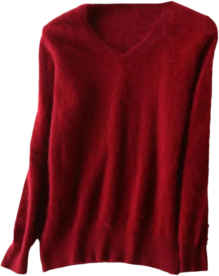 Womens Sweaters Casual Long Sleeve Cashmere V-Neck Sweaters Jumper X-Large Rust Red
