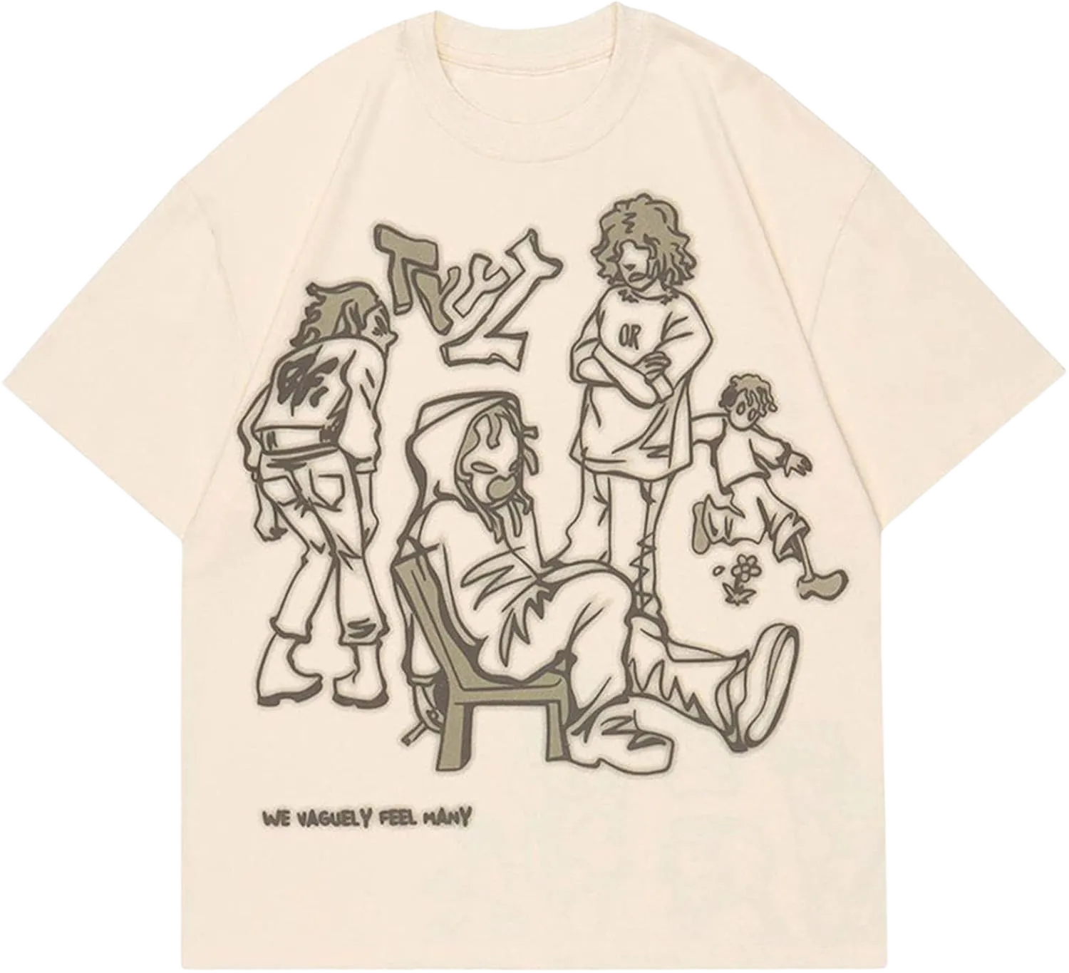 Vamtac Oversized Graphic Tees Y2k Vintage Tops for Men Women Streetwear Unisex T Shirts