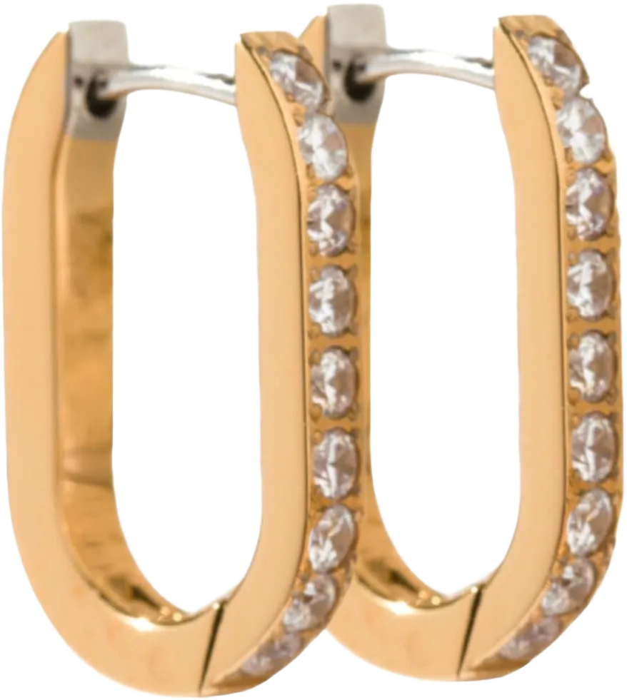 | Hypoallergenic Earrings | Titanium Pavé Trendsetter Hoop Earrings | Oval Silver Crystal Detail | Titanium Silver Hoop Earrings | Silver Hoops for Women, Sensitive Ears, Earring Set Gold