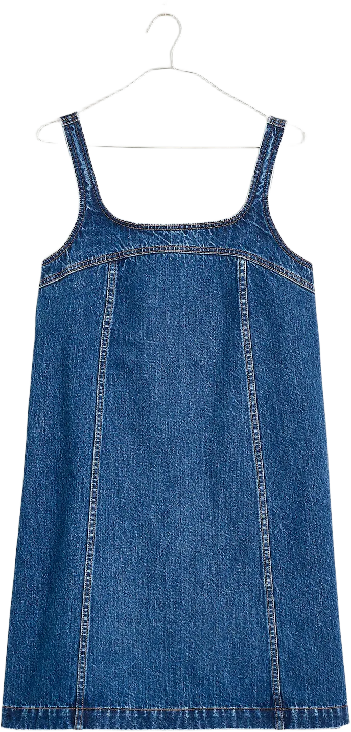 Denim A-Line Sleeveless Mini Dress in Ladera Wash