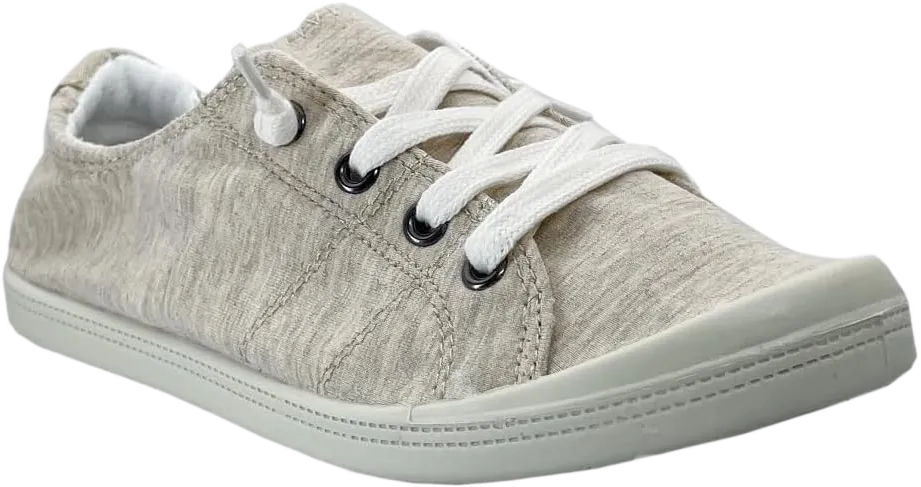 Women Slip-On Linen Canvas Lace-Up Fashion Sneaker 8.5 Beige