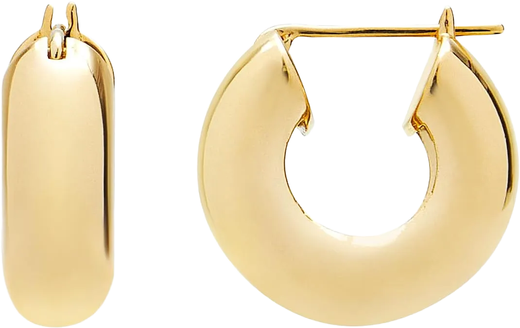 18K Gold/Rhodium Plated 925 Sterling Silver Chunky Hoop Earrings for Women｜ Stylish Thick Hoops Yellow Glod