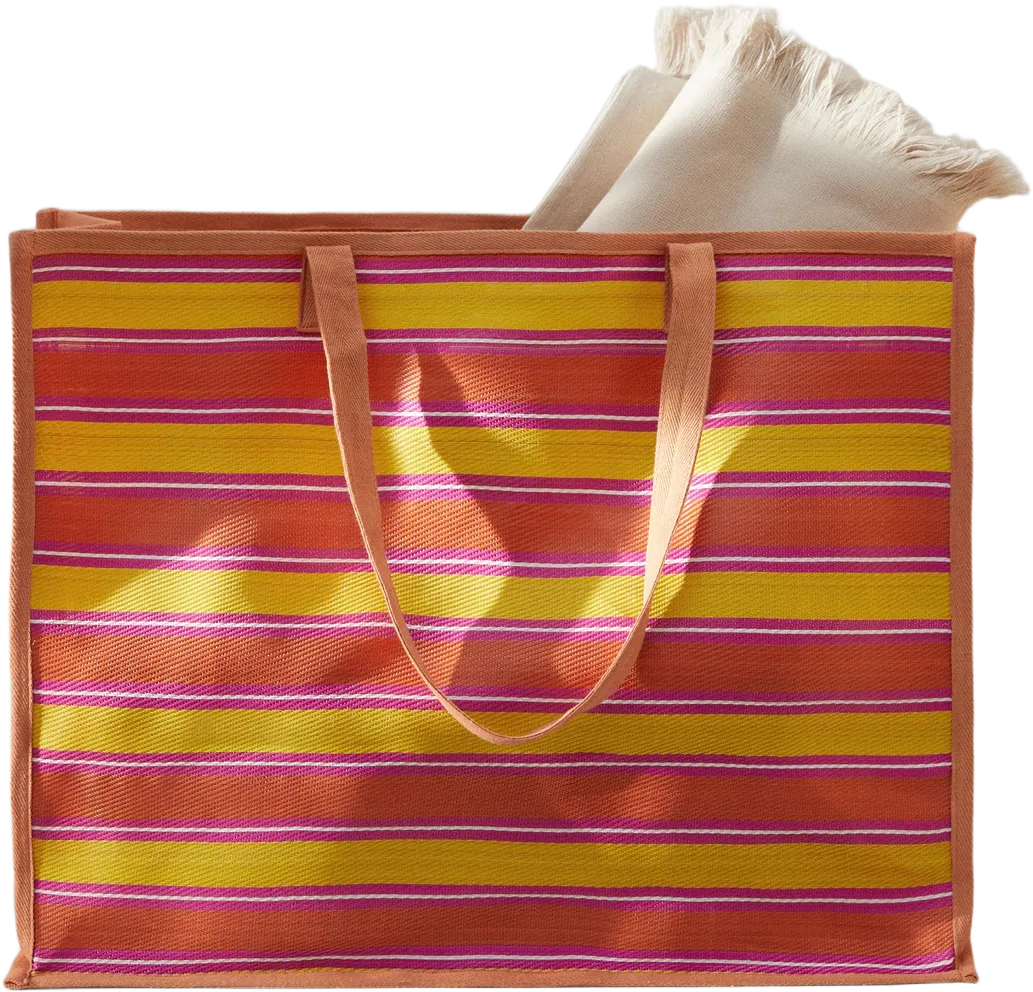 Striped waterproof totebag