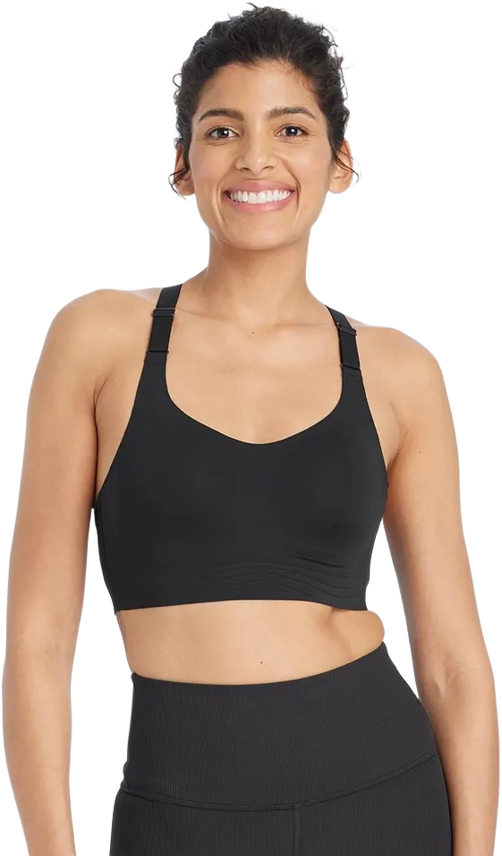 Women&#39;s Sculpt High Support Embossed Sports Bra - All In Motion&#8482; Black XL: Recycled Polyester, Spandex, Adjustable Straps, Moisture Wicking