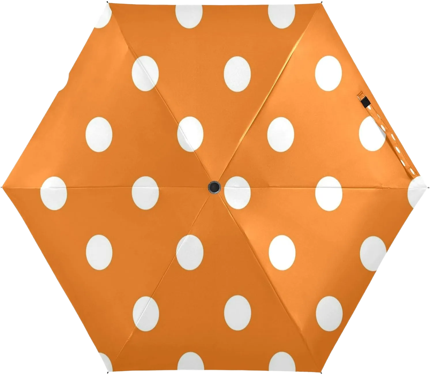 Kcldeci Compact Travel Sunshade Umbrella White Orange Polka Dot Portable Folding Umbrellas Packable Shade Umbrella for Women Men