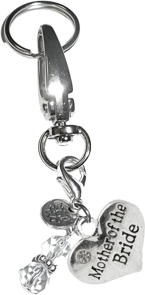 Hidden Hollow Beads Message Charm Key Chain Ring, Women's Purse, bag or Necklace & Bracelet Clip on Charm, Comes in a Gift Bag! (Mother of the Bride)
