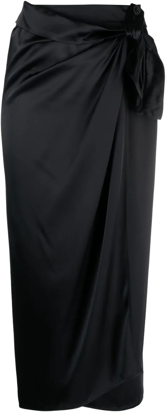 draped satin wrap skirt