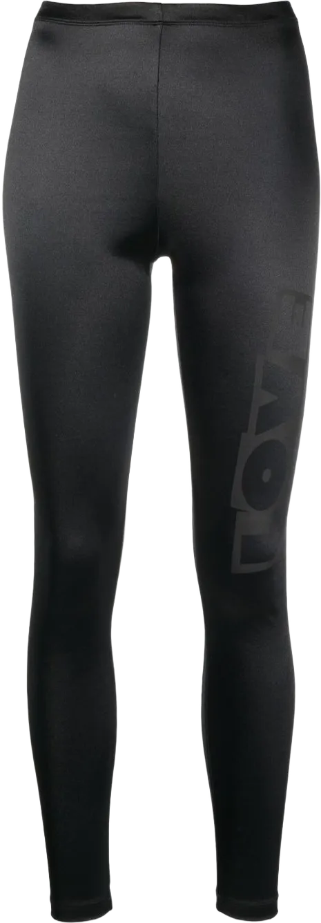 satin-finish logo print leggings