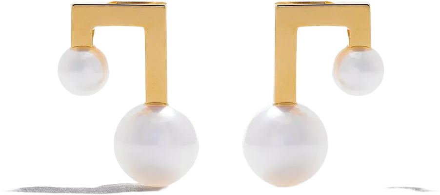 18kt yellow gold Balance Note Collection Line Akoya pearl stud earrings