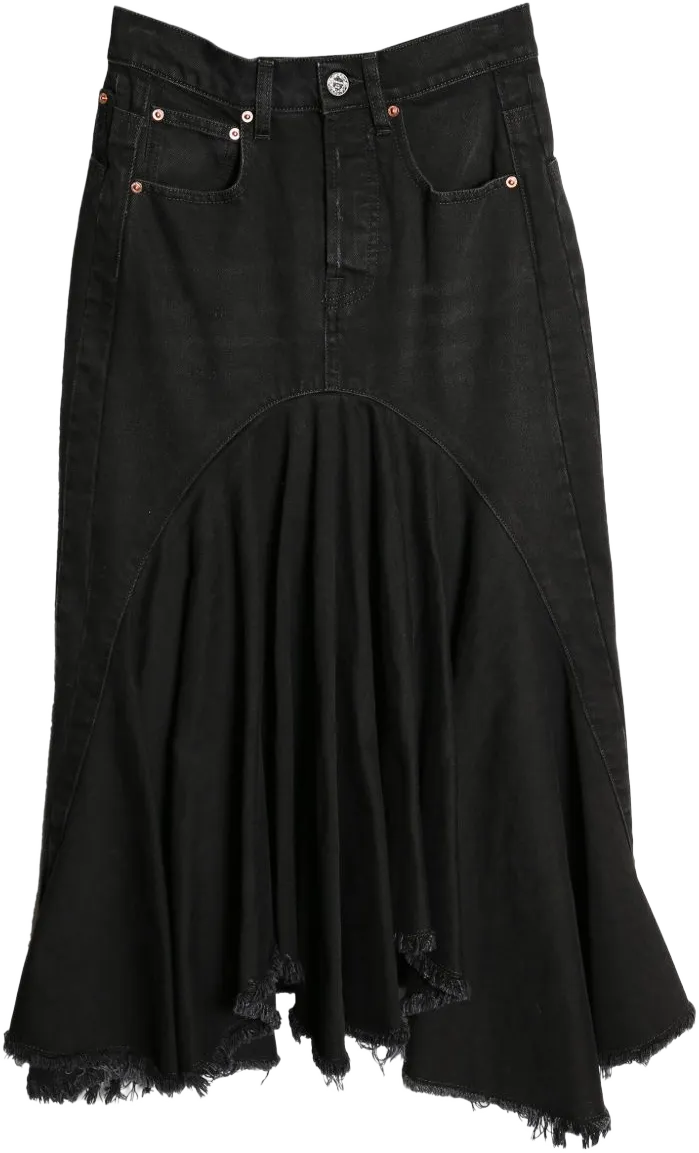 denim midi skirt