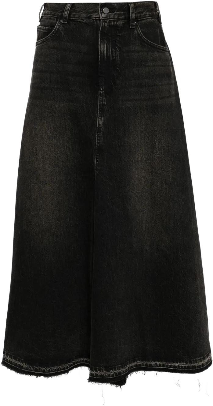 distressed maxi denim skirt