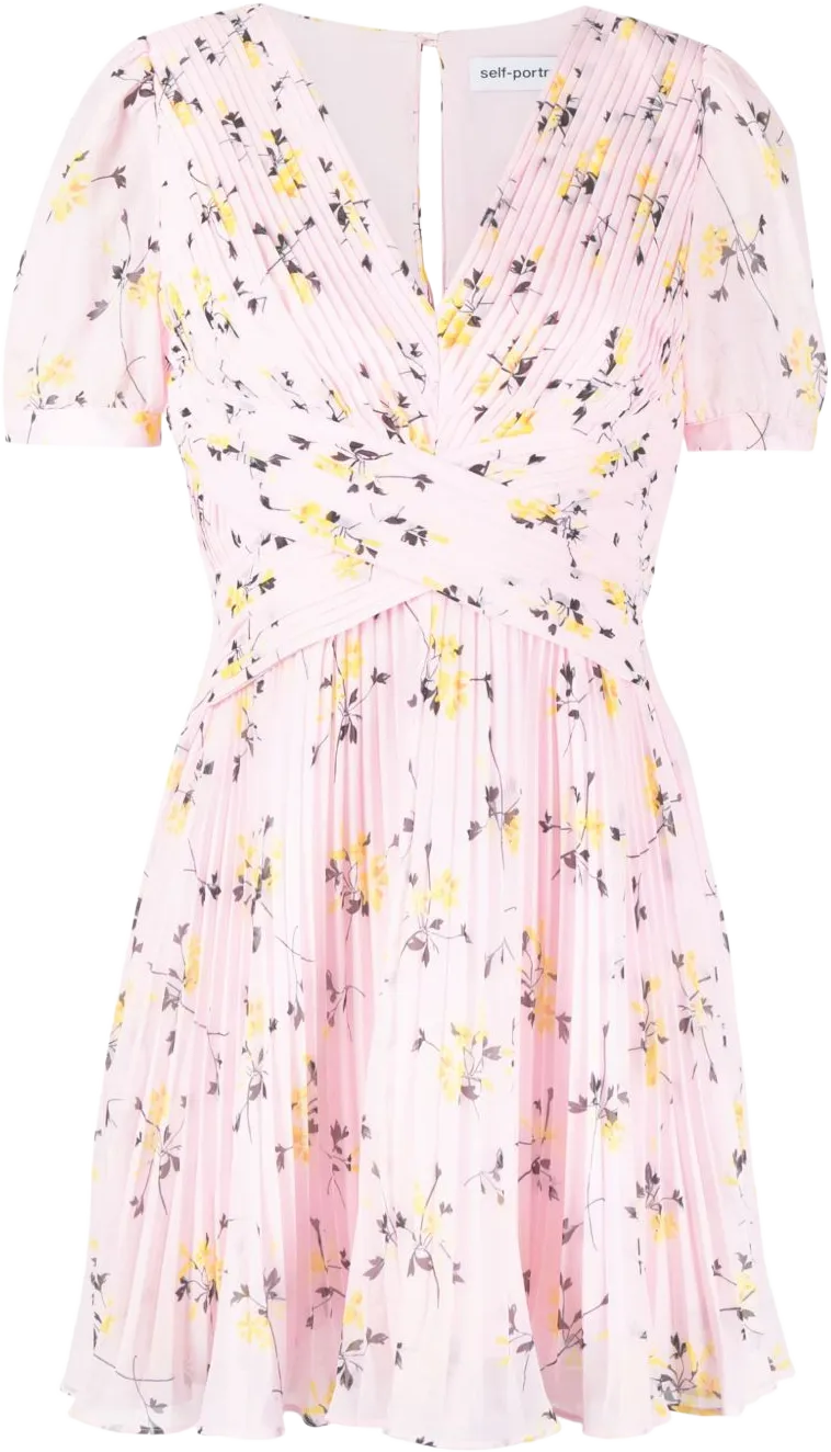 floral-print pleated minidress