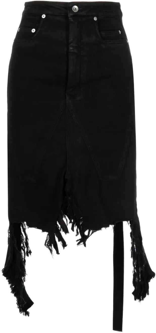 distressed denim midi skirt