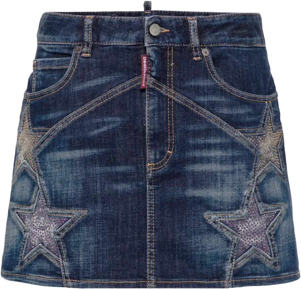 star-studded denim miniskirt