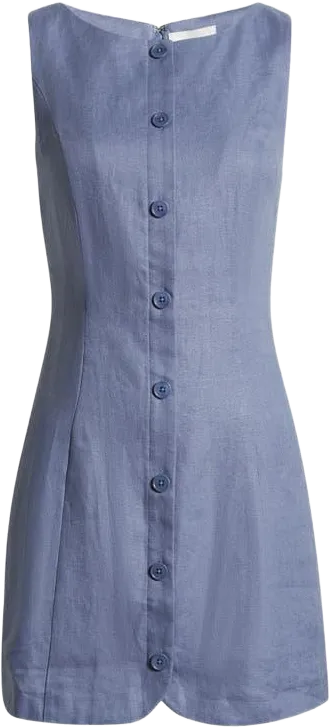 Reformation Women's Blue Zarae Linen Minidress