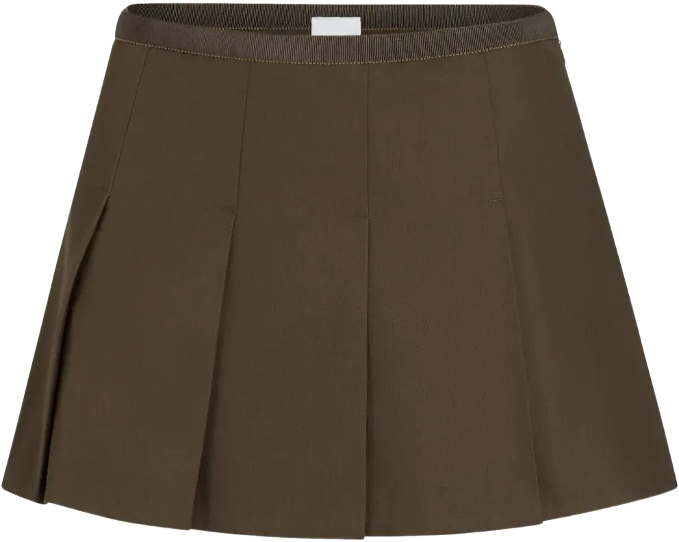 pleated gabardine mini skirt