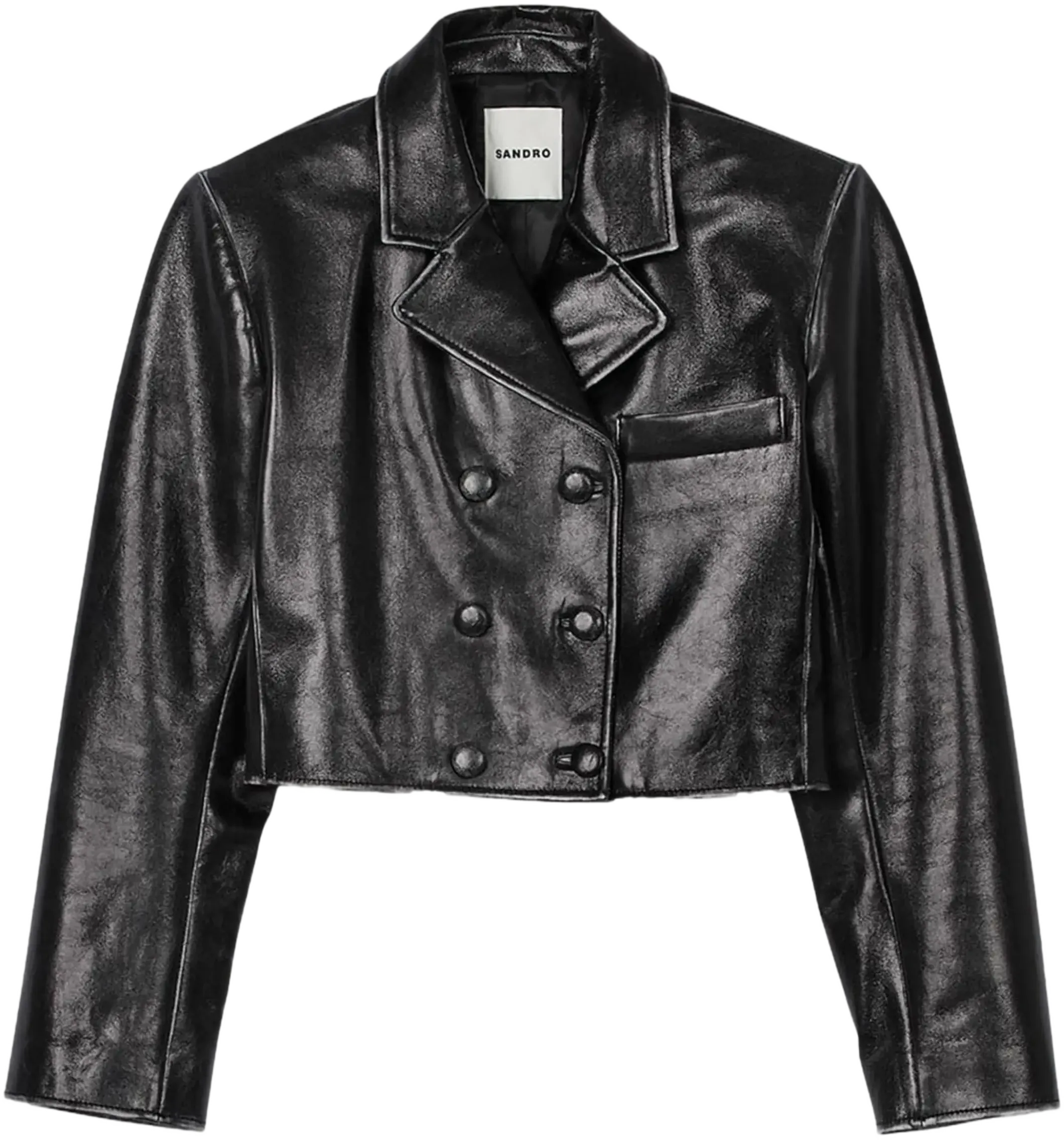 SANDRO Cropped leather jacket