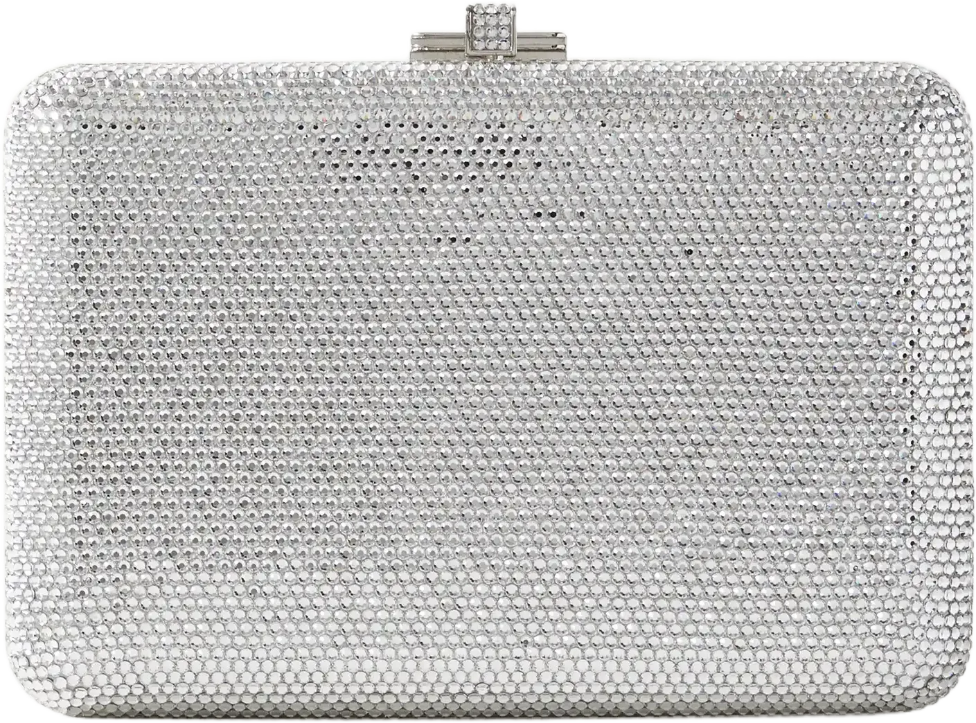 Slim Slide crystal-embellished silver-tone clutch