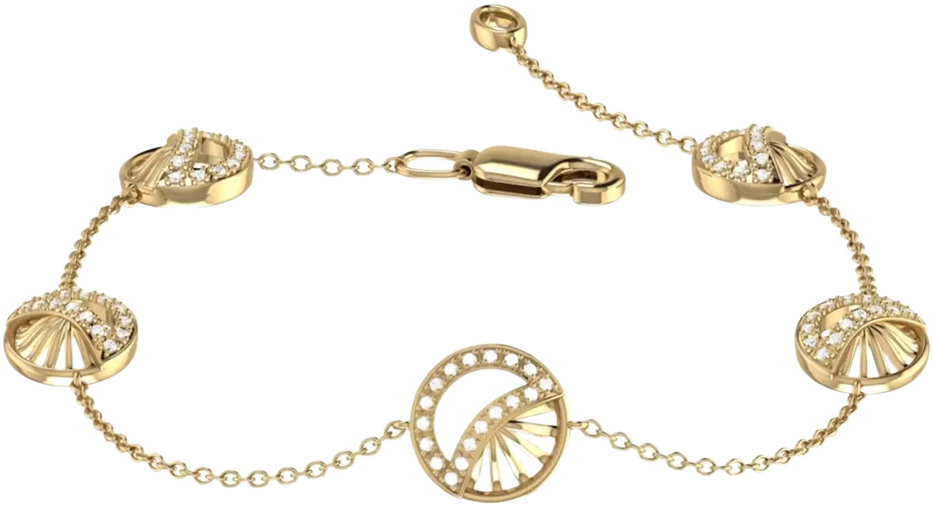 LuvMyJewelry Moon Phases Sterling Silver Diamond Bracelet