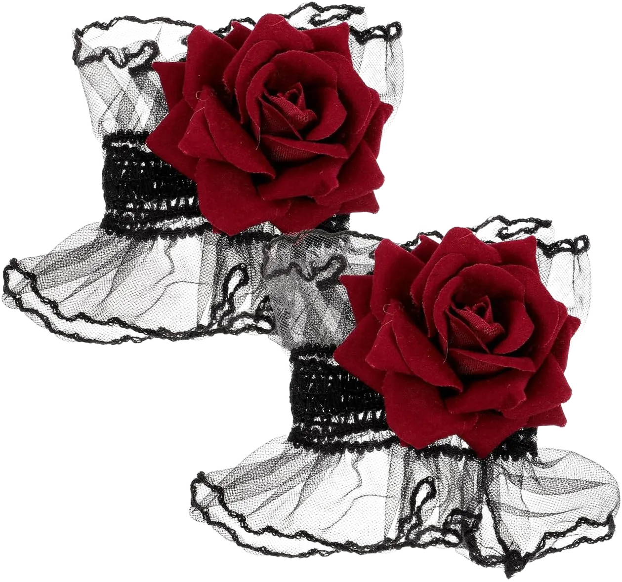 NOLITOY Floral Lace Short Wrist Cuff, Gothic Rose Lace Gloves Black Hand Sleeve Women's Dress Accessories for Masquerade Wedding Tea Party