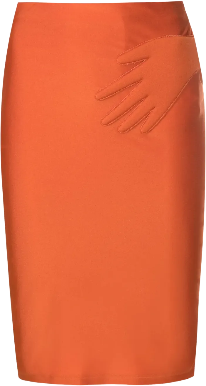 embossed-hand high-waist skirt