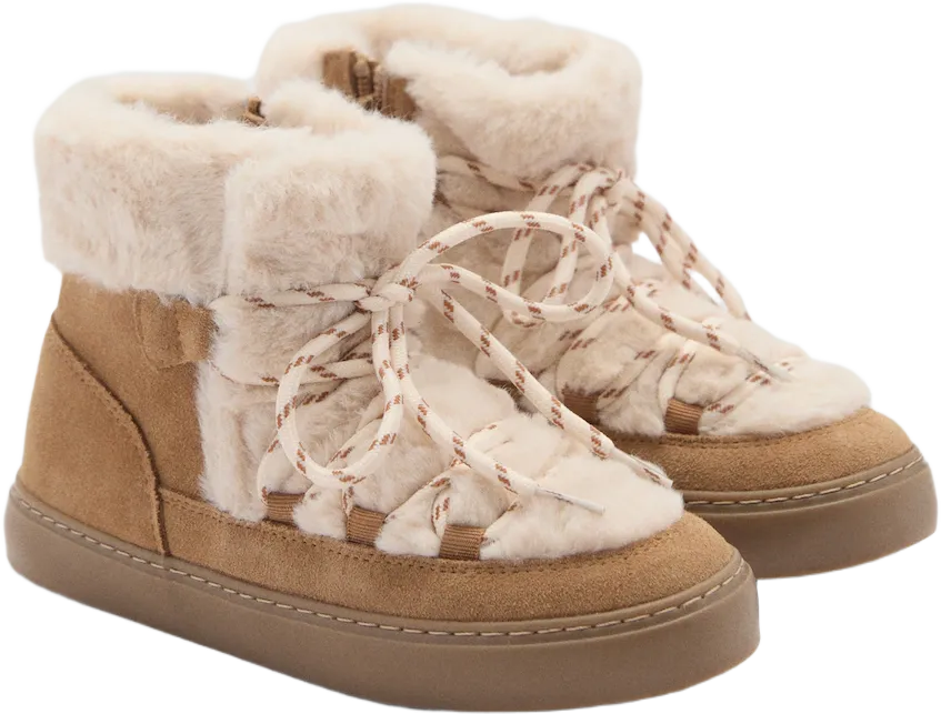 Fur leather ankle boots