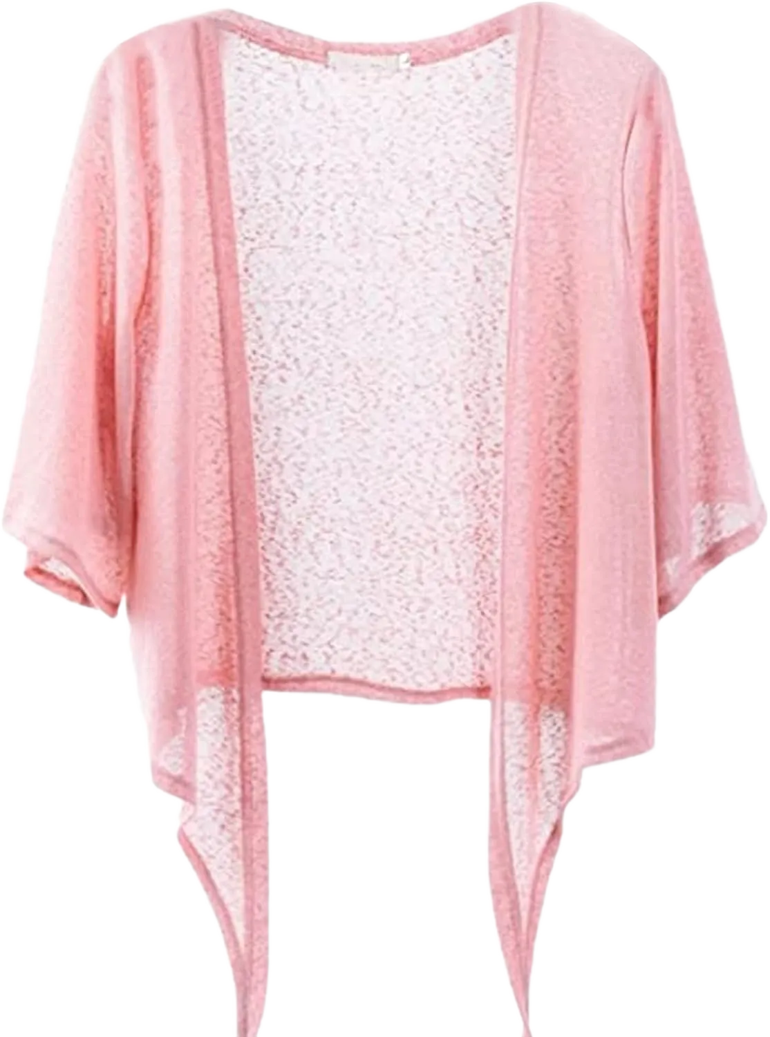 Shiyifa Women's Shrugs 3/4 Sleeve Open Front Cardigan Lightweight Tie Front Bolero Shrug Small Pink