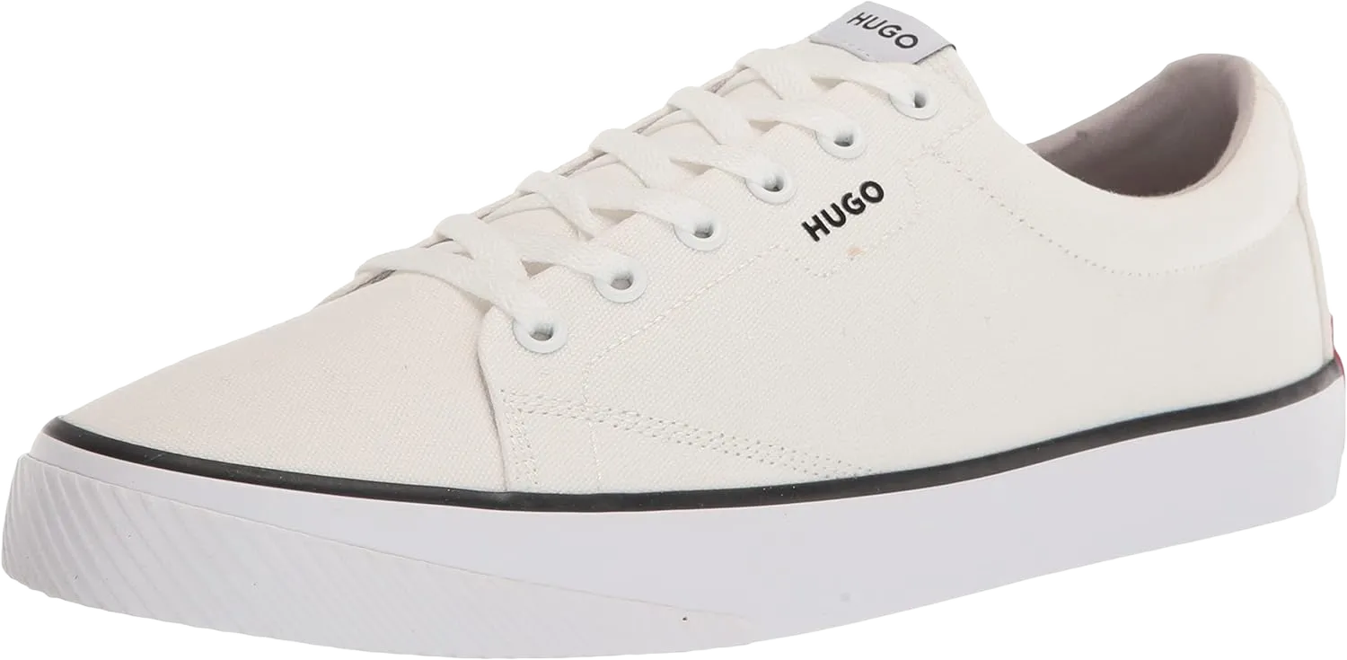 HUGO Men's Full Canvas Lace Up Sneaker 8 White Soap