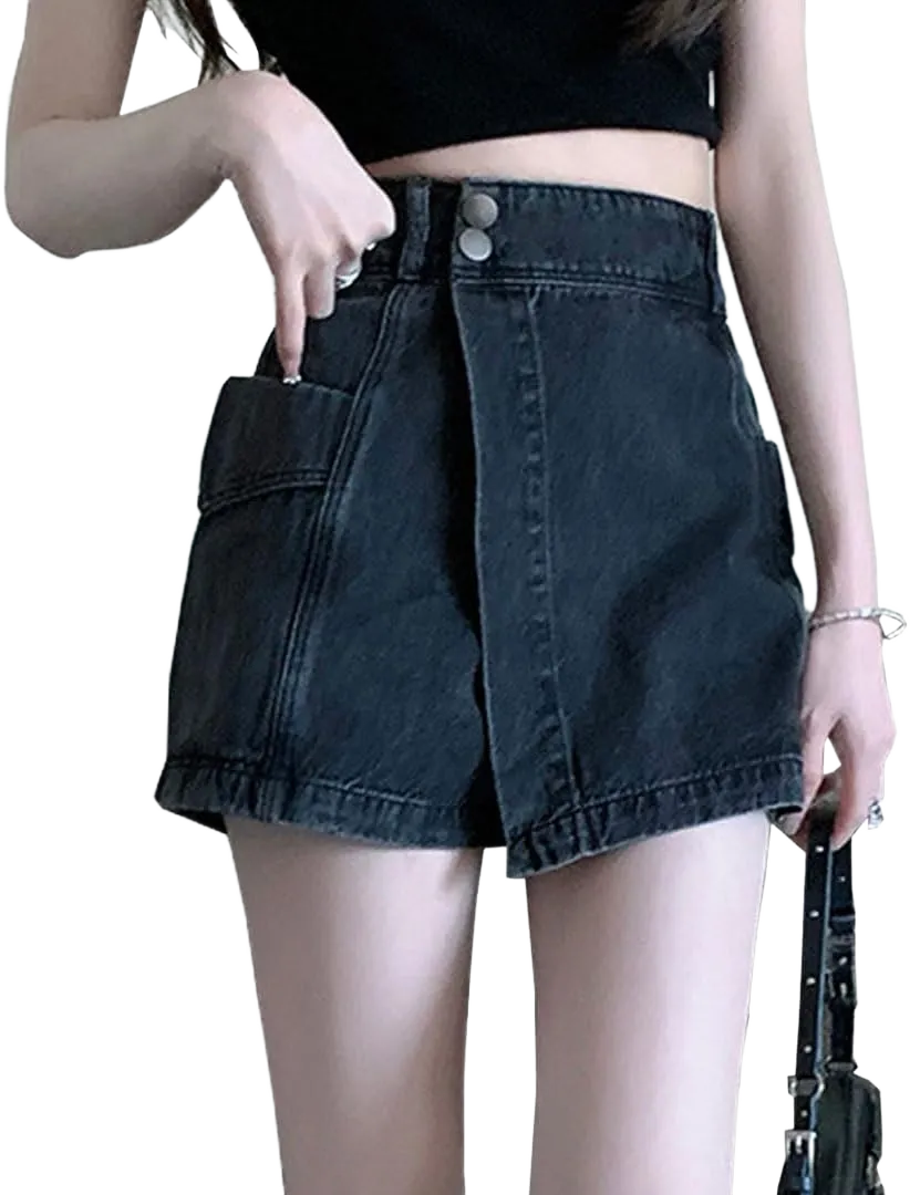 Mini Skort Jorts Jean Y2k Shorts Pleated Skirt Women's Denim Shorts Women Skinny Jeans for Women Low Rise Shorts (Black,XL,X-Large) at Amazon Women’s Clothing store