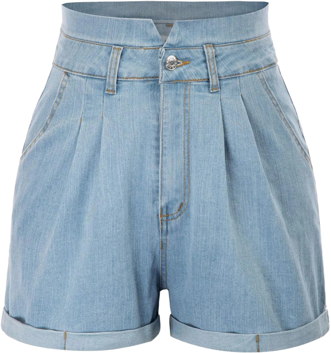 JASAMBAC Women's High Waisted Denim Shorts Rolled Hem Wide Leg Casual Jean Shorts with Pockets Large Blue
