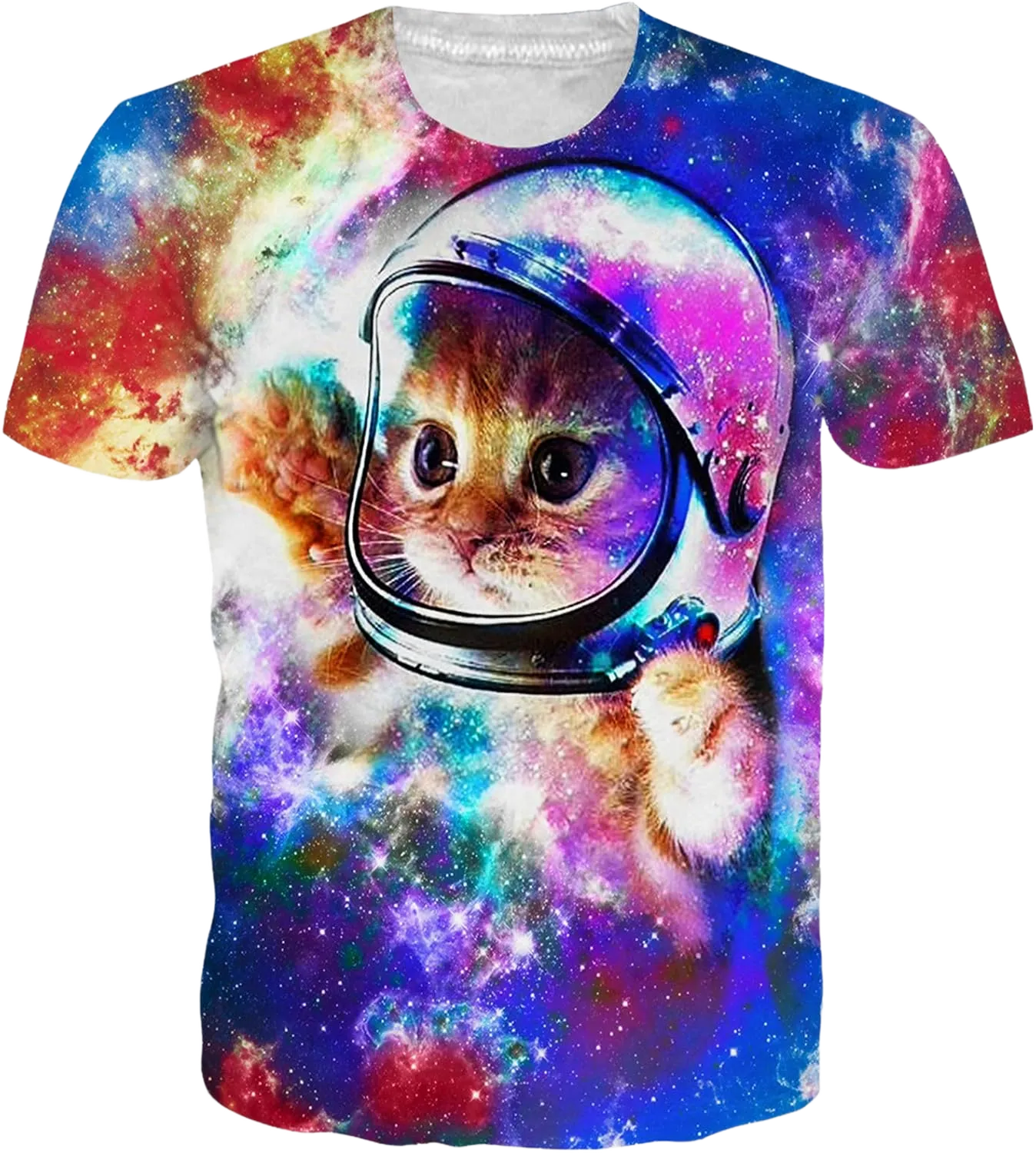 RAISEVERN Unisex Mens Womens Boys Astronaut Space Cat Shirt 3d Printed Summer Casual Short Sleeve T Shirts Tees 2018 Style Astronaut Cat Large