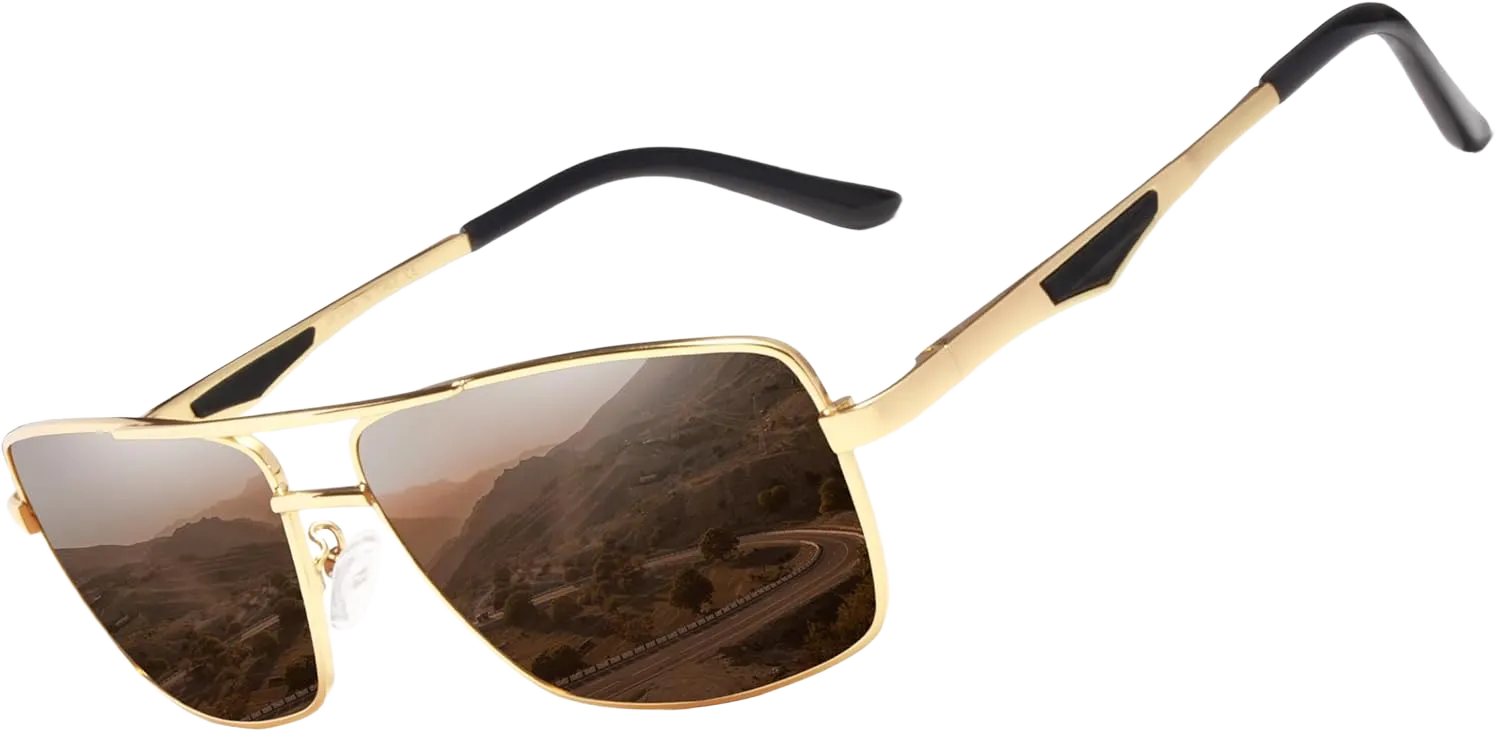 KINGSEVEN 2022 Brand Classic Square Polarized Sunglasses Men's Driving Male Sun Glasses Eyewear UV Blocking Oculos N7906 Brown