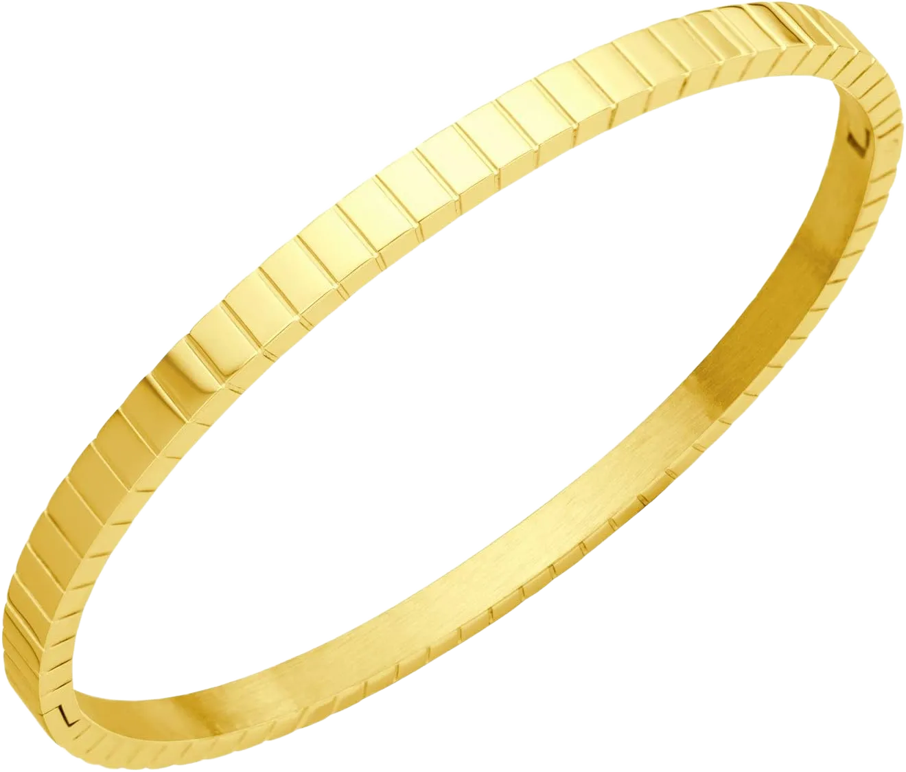 555Jewelry 4mm Sparkly Stainless Steel Solid Hinged Bangle Bracelet for Women Gold
