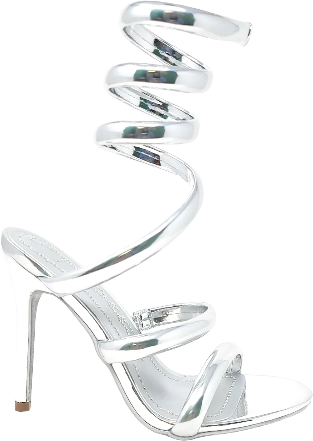 Cape Robbin Women's Open Toe Spiral Wrap Up Strappy High Heels Sandals, Gold 8 Silver
