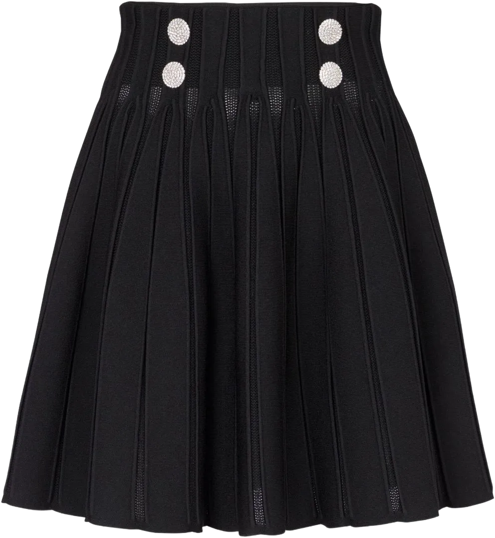 ribbed-knit pleated skater skirt