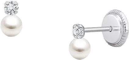 Tiny Blessings Girls' 14K Gold 3mm Cultured Pearl Drop Studs Screw Back Earrings - Baby, Little Kid, Big Kid