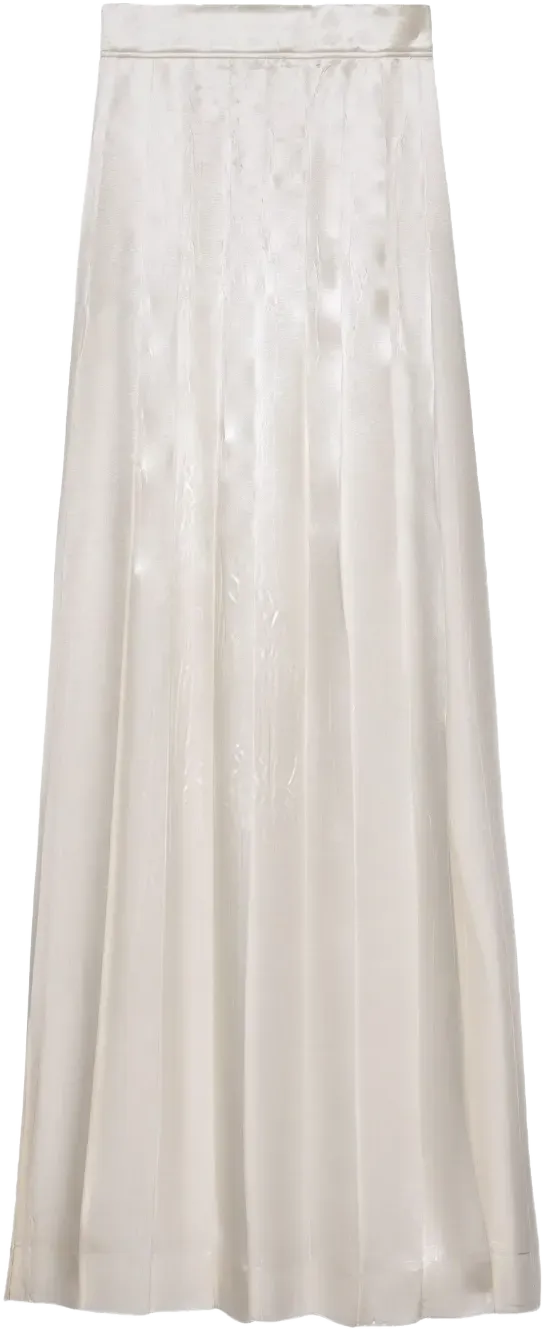 pleated satin maxi skirt