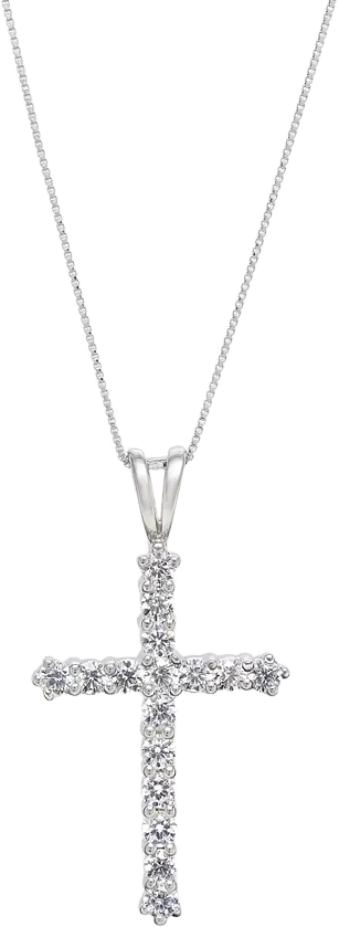 Diamond Cross 18" Pendant Necklace (1 ct. t.w.) in 14k White Gold